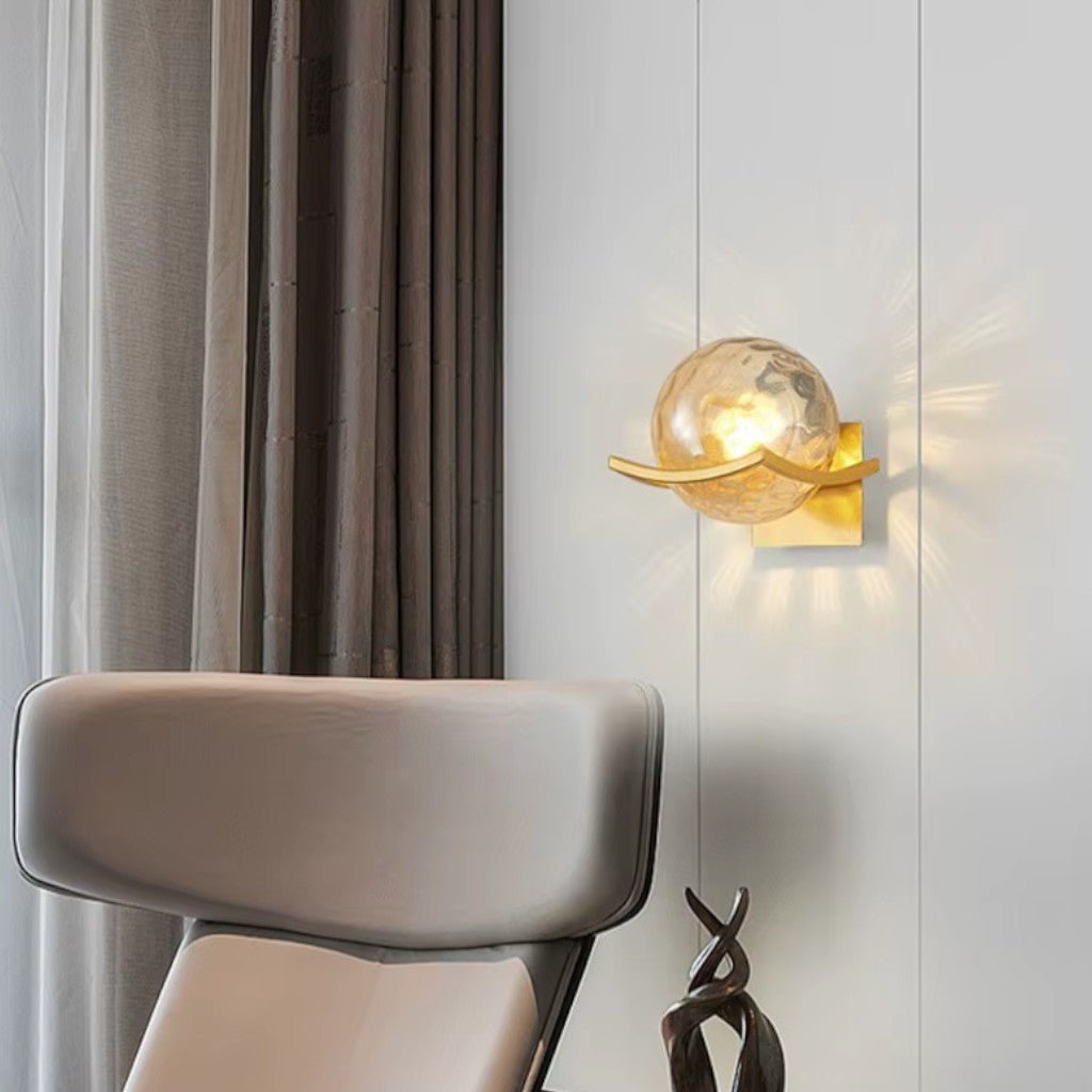 Lyra Glass Globe Wall Sconce with Gold Finish - Lattea Global