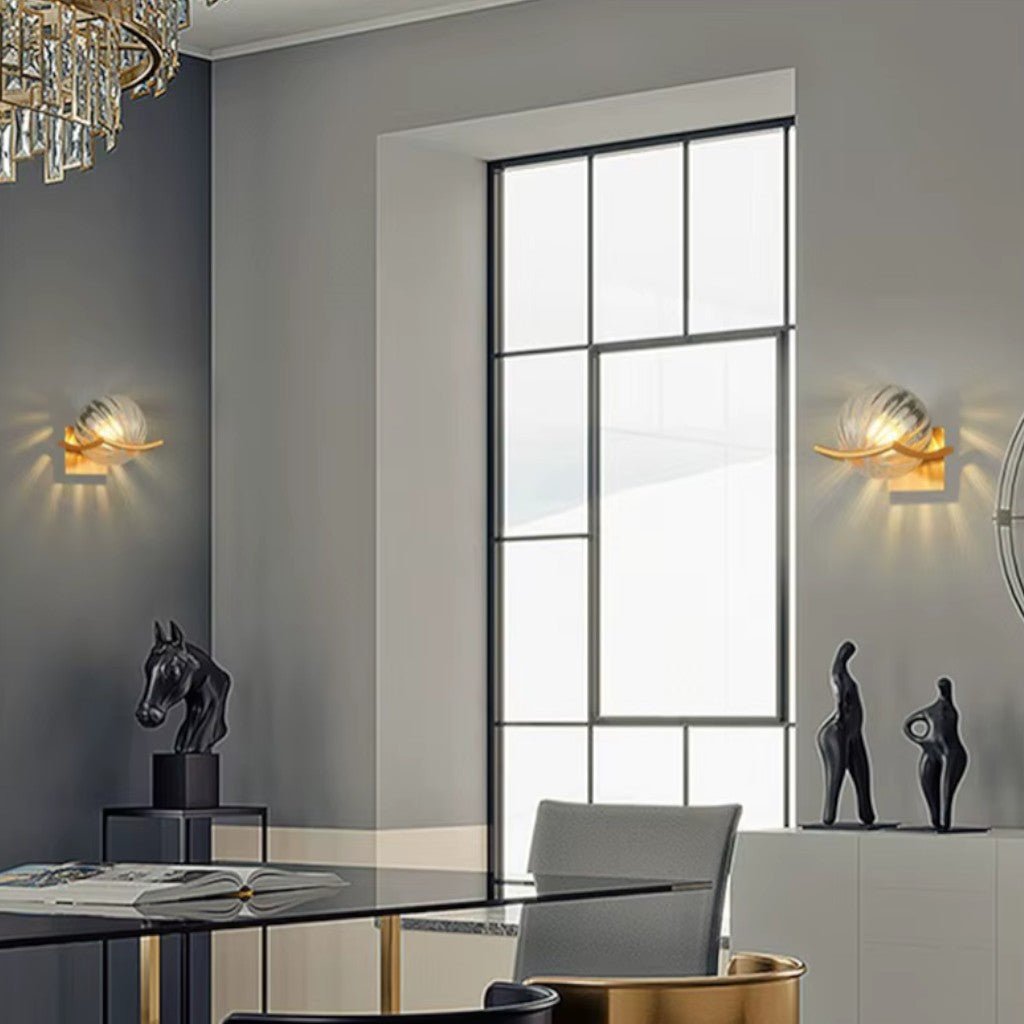 Lyra Glass Globe Wall Sconce with Gold Finish - Lattea Global