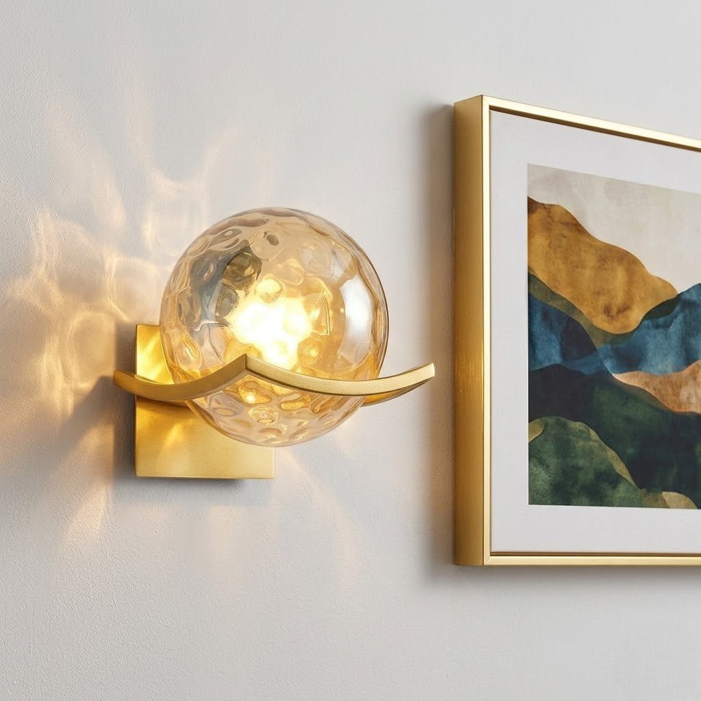 Lyra Glass Globe Wall Sconce with Gold Finish - Lattea Global