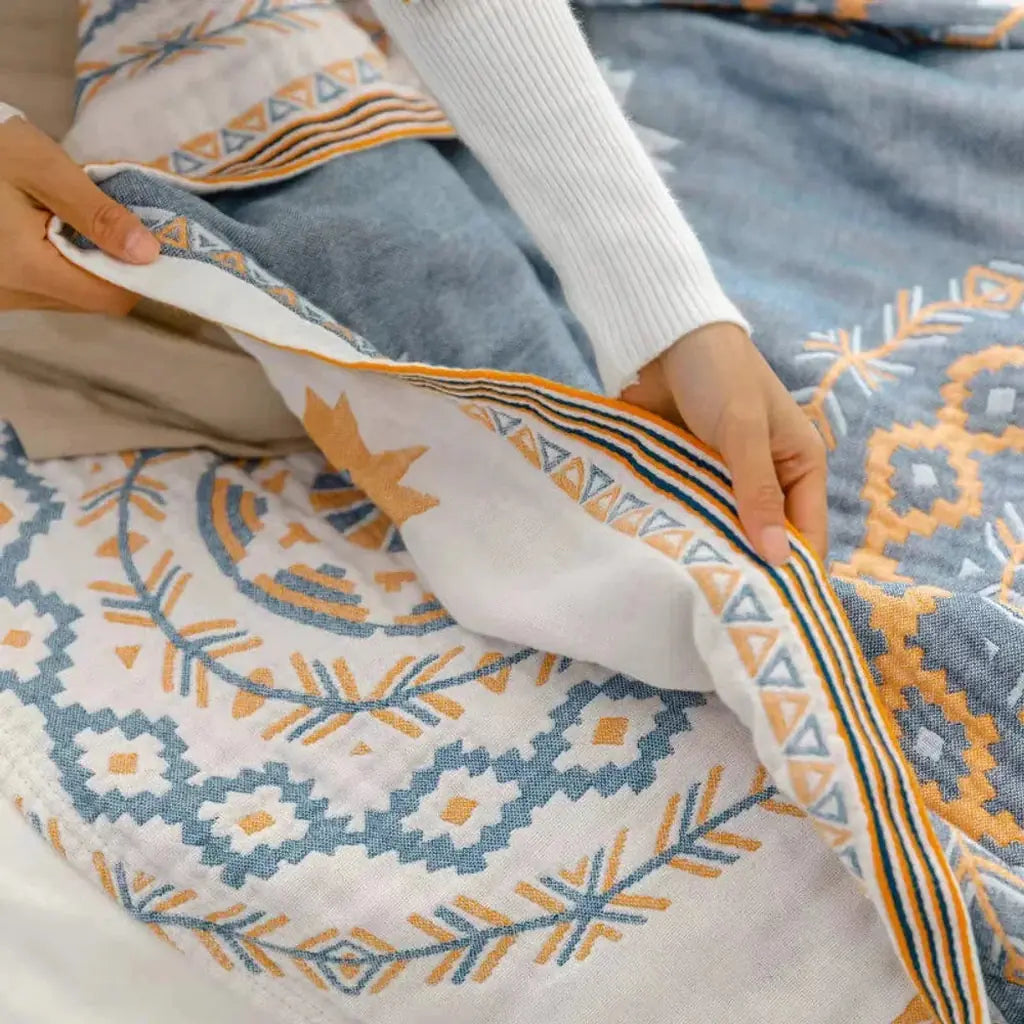 Mandala cotton throw blanket boho woven design – view 4