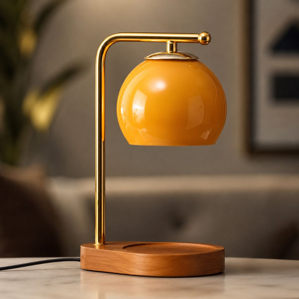 Metal and Wood Candle Warmer Lamp