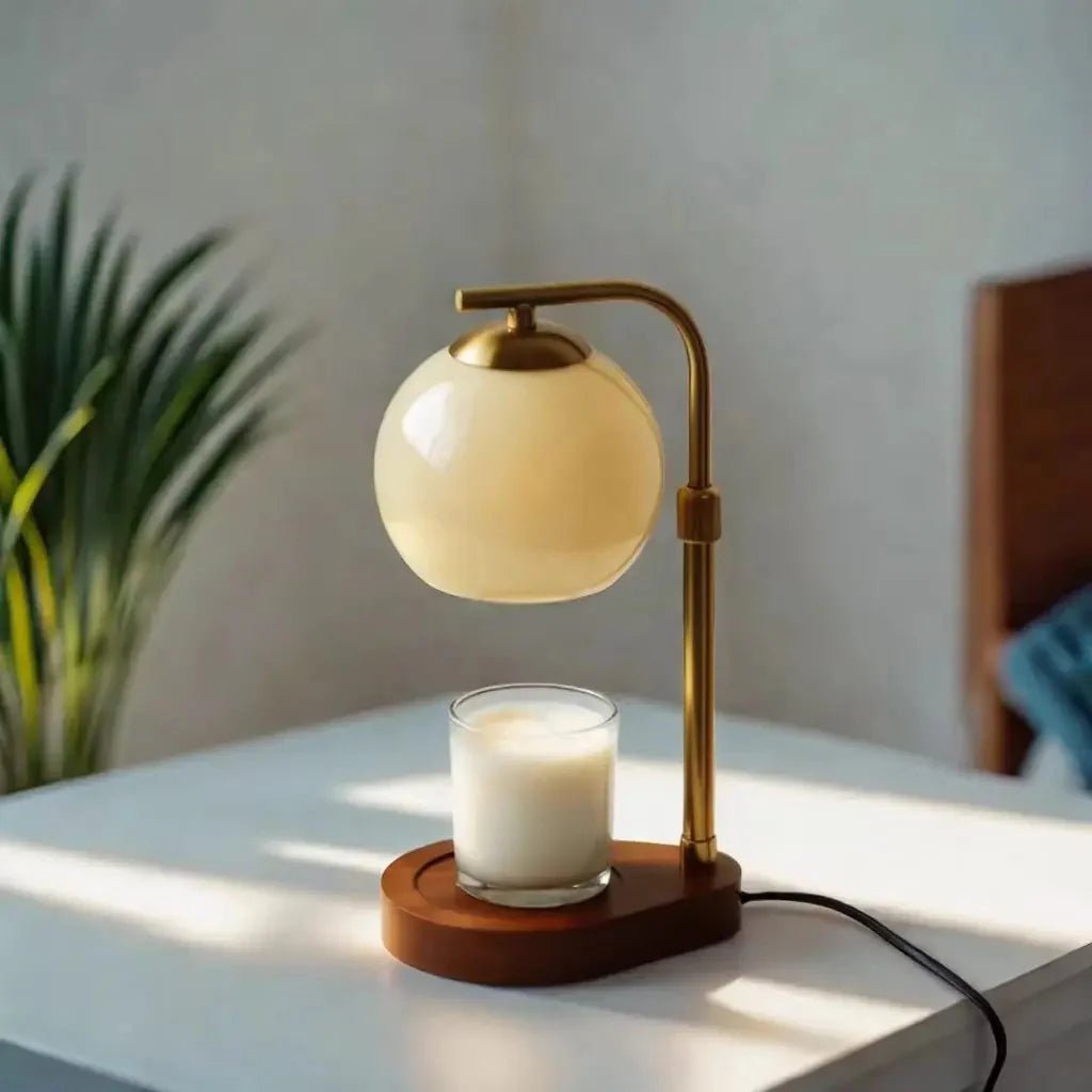 Metal and Wood Candle Warmer Lamp - Lattea Global