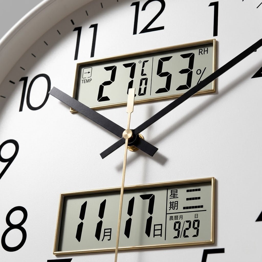 MetroSense 3 - in - 1 Quiet Wall Clock with Calendar & Thermometer - Lattea Global