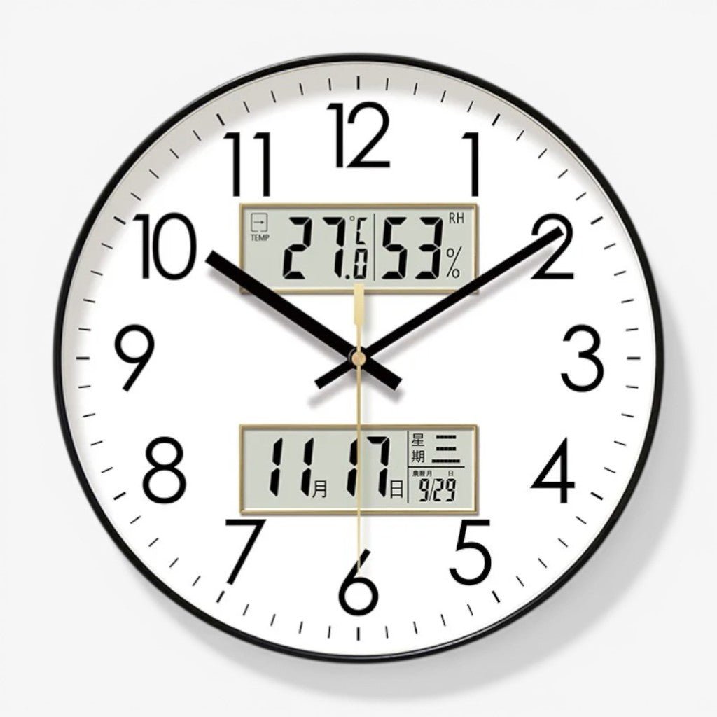 MetroSense 3 - in - 1 Quiet Wall Clock with Calendar & Thermometer - Lattea Global
