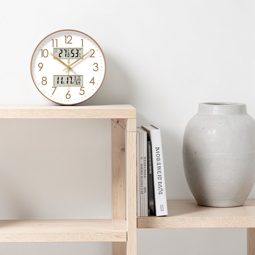 MetroSense 3 - in - 1 Quiet Wall Clock with Calendar & Thermometer - Lattea Global