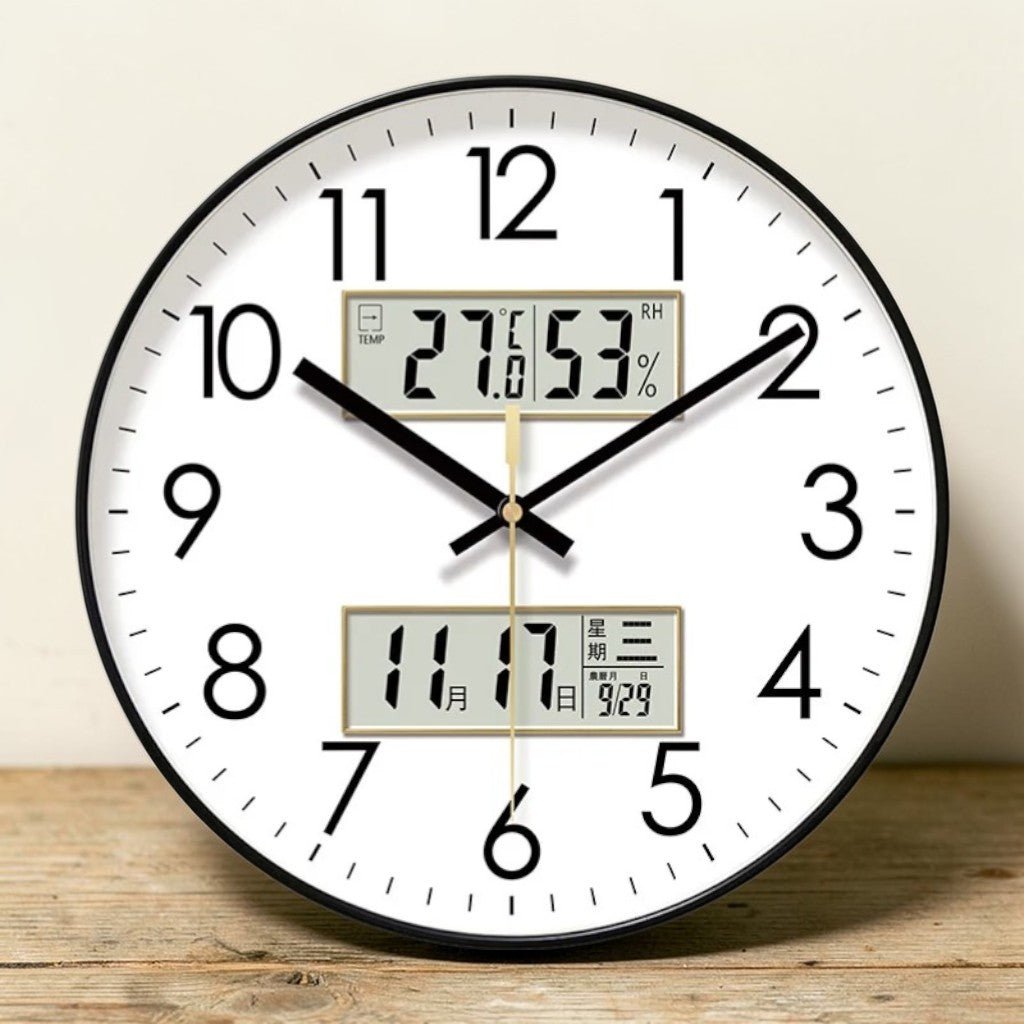 MetroSense 3 - in - 1 Quiet Wall Clock with Calendar & Thermometer - Lattea Global