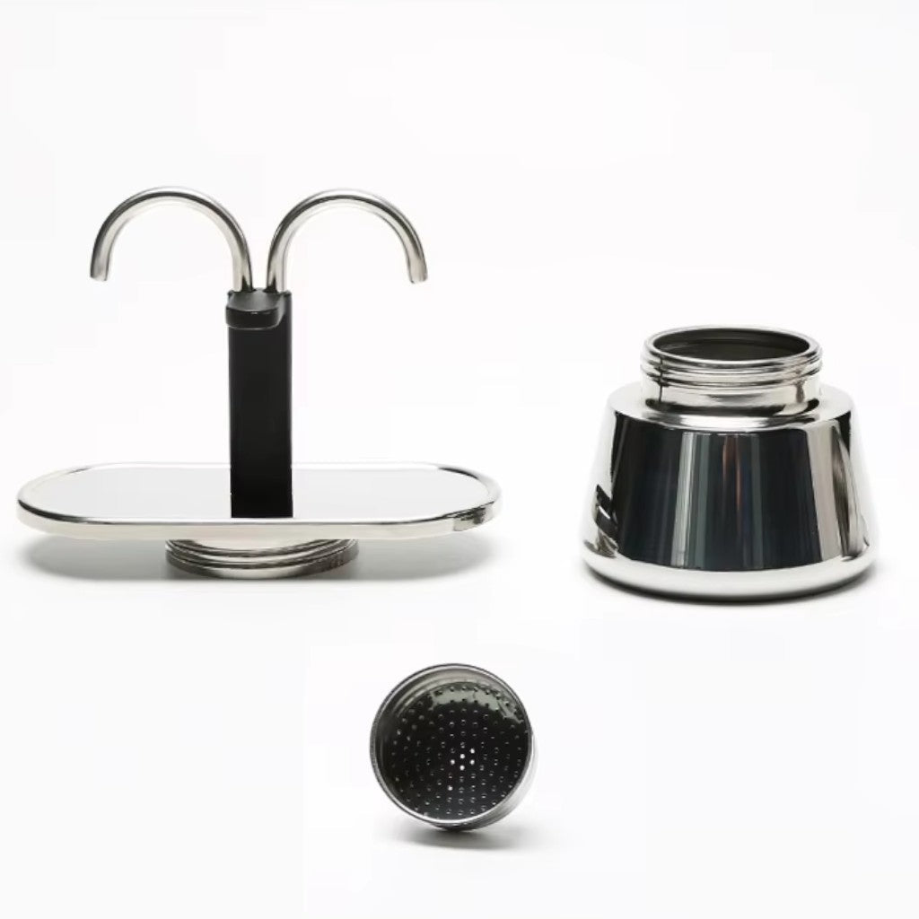 Mini Moka Pot Dual Spot Stainless Steel Espresso Maker - 2 Cup | 100ml - Lattea Global