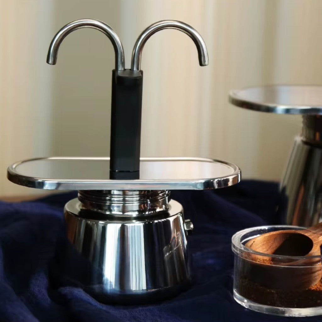Mini Moka Pot Dual Spot Stainless Steel Espresso Maker - 2 Cup | 100ml - Lattea Global