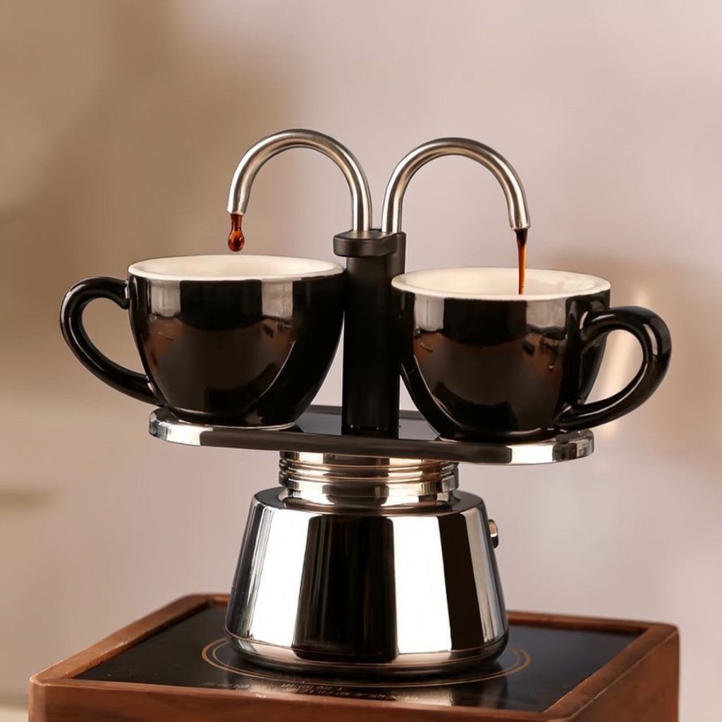 Mini Moka Pot Dual Spot Stainless Steel Espresso Maker - 2 Cup | 100ml - Lattea Global