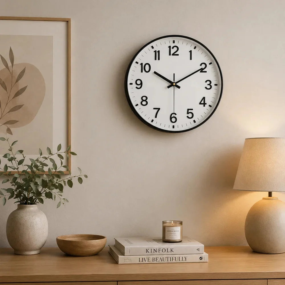 Minimalist white nordic wall clock - large 3d arabic numerals – view 5