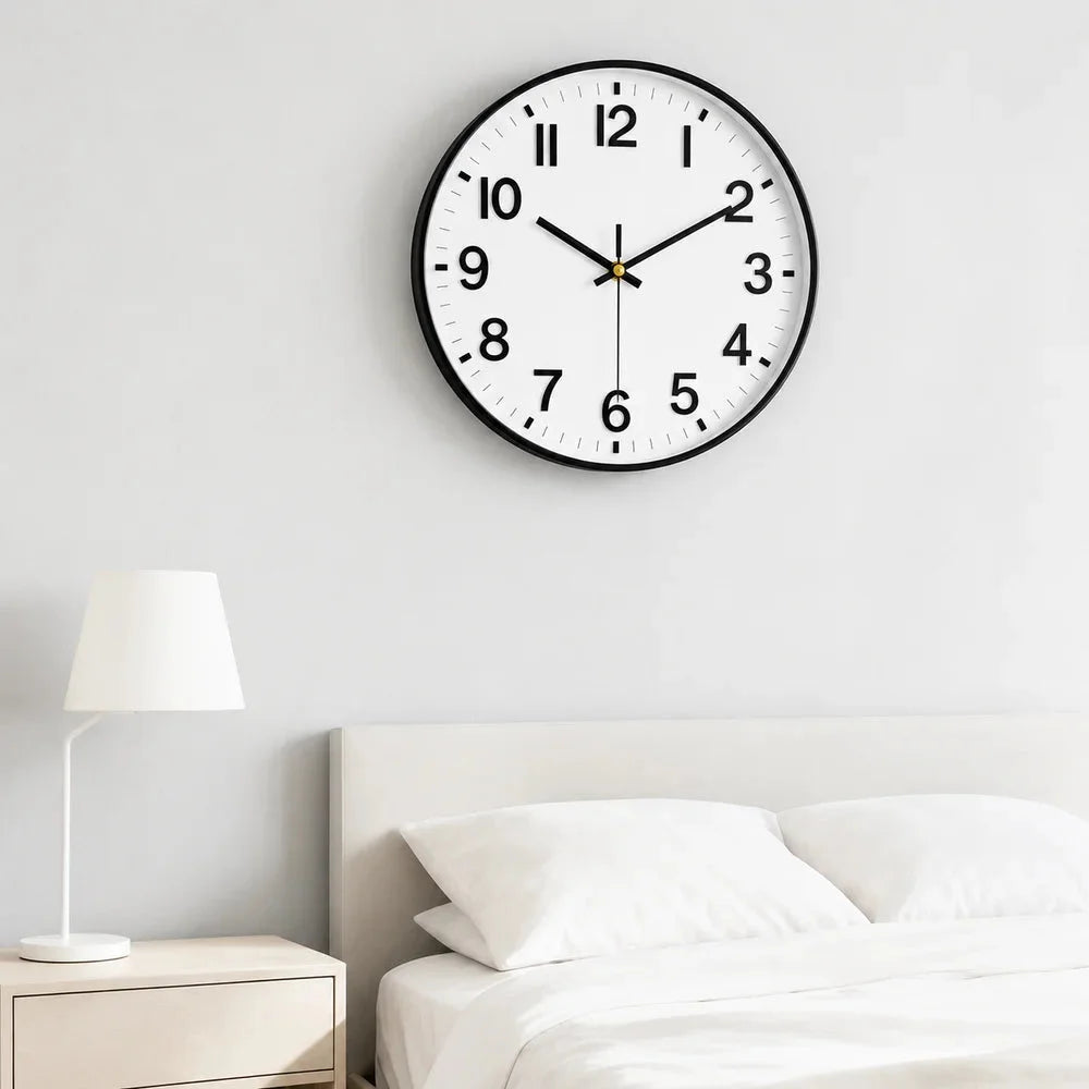 Minimalist white nordic wall clock - large 3d arabic numerals – view 6