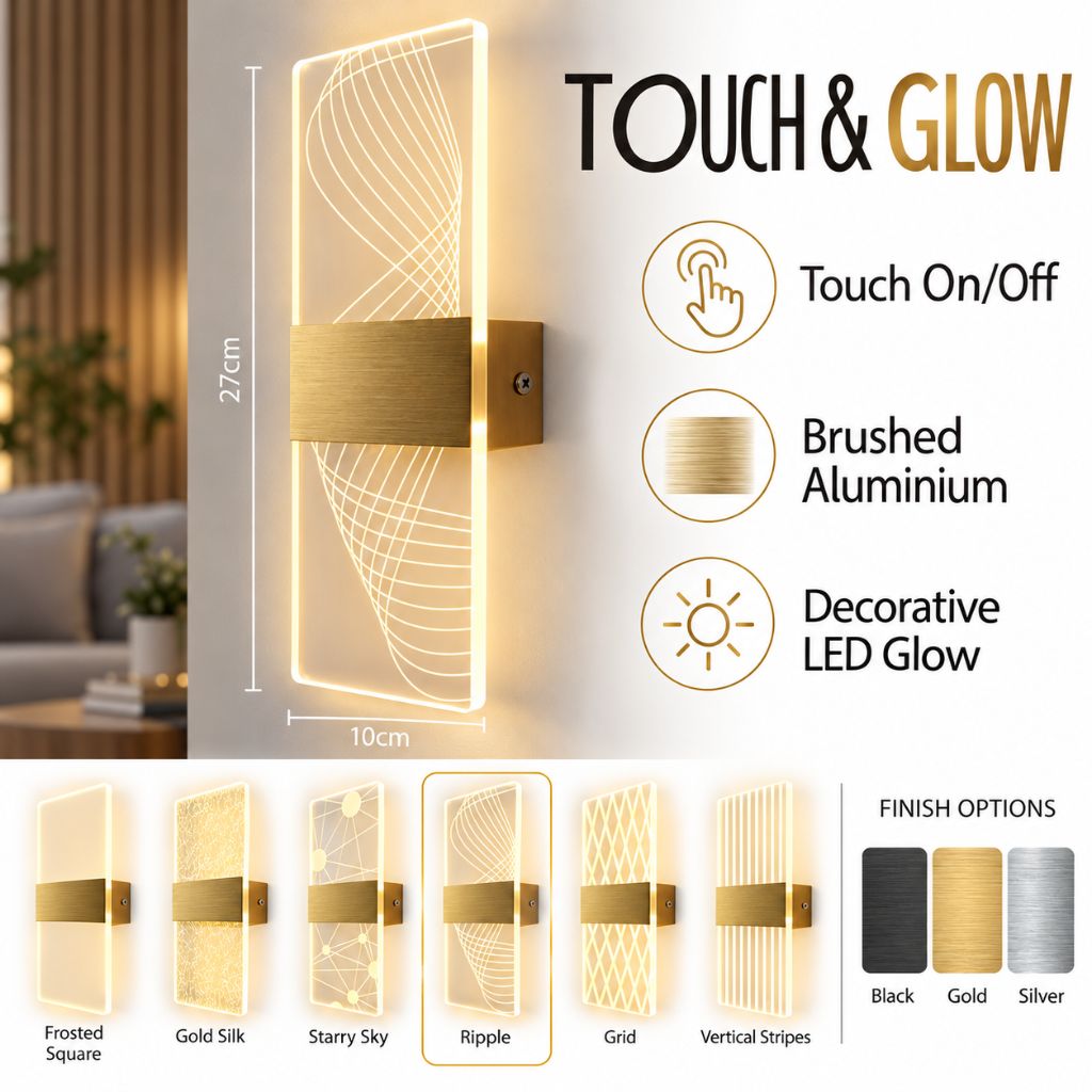 Modern Acrylic LED Wall Light with Touch On/Off Switch 6W