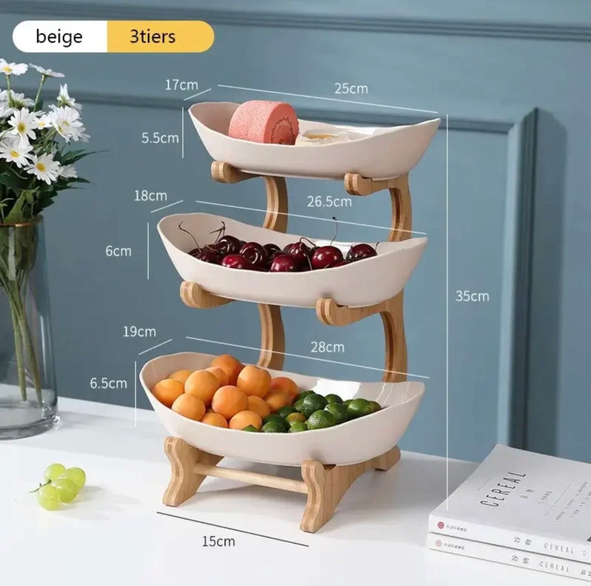 Modern Bamboo Fruit Basket - 2 to 3 Tiers - Lattea Global