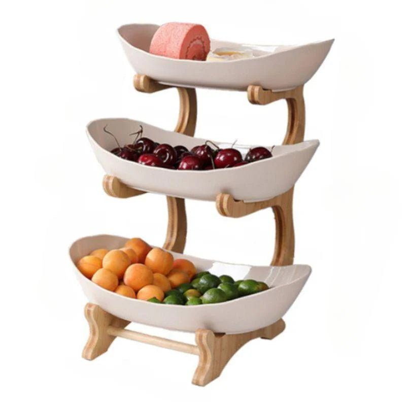 Modern Bamboo Fruit Basket - 2 to 3 Tiers - Lattea Global