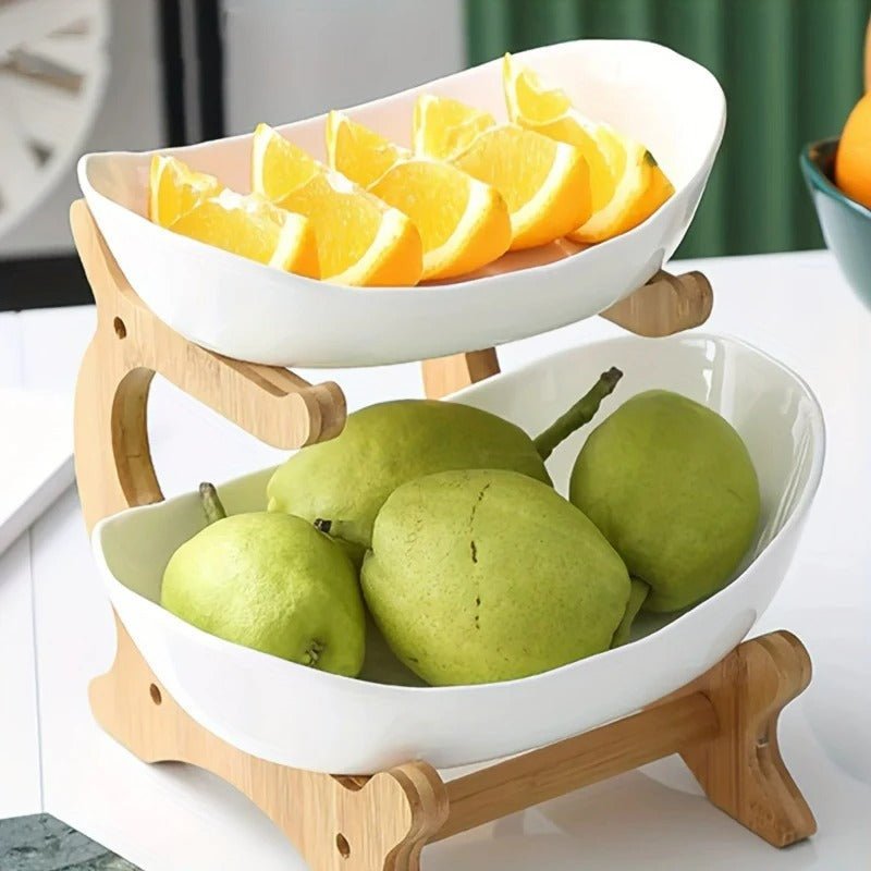 Modern Bamboo Fruit Basket - 2 to 3 Tiers - Lattea Global