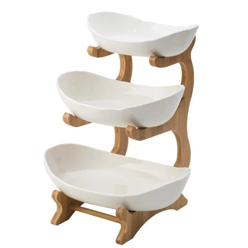 Modern Bamboo Fruit Basket - 2 to 3 Tiers - Lattea Global