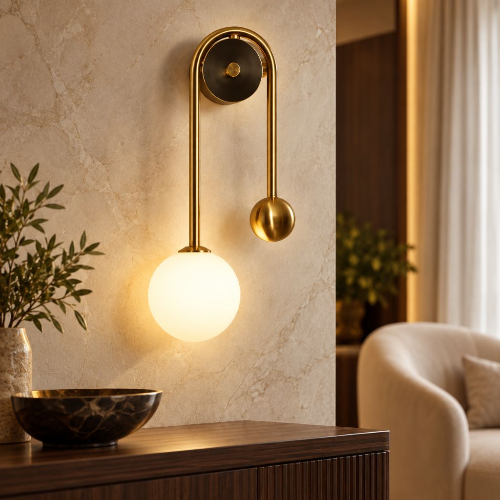 Modern G9 Glass Globe Wall Sconce with Iron Frame