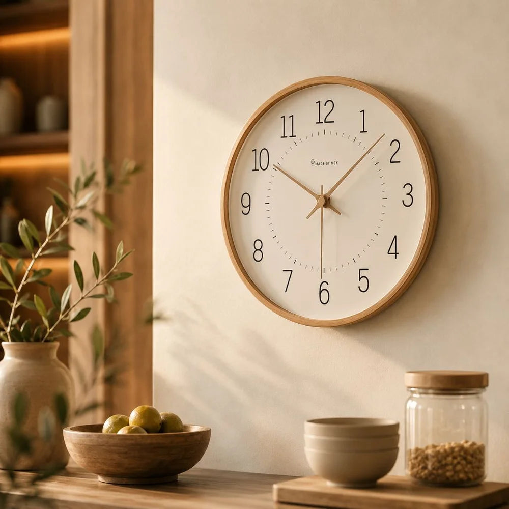 Modern wooden wall clock silent quartz - view 13