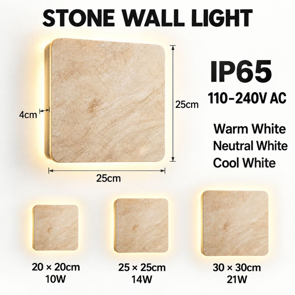 Natural Stone Square IP65 LED Wall Light