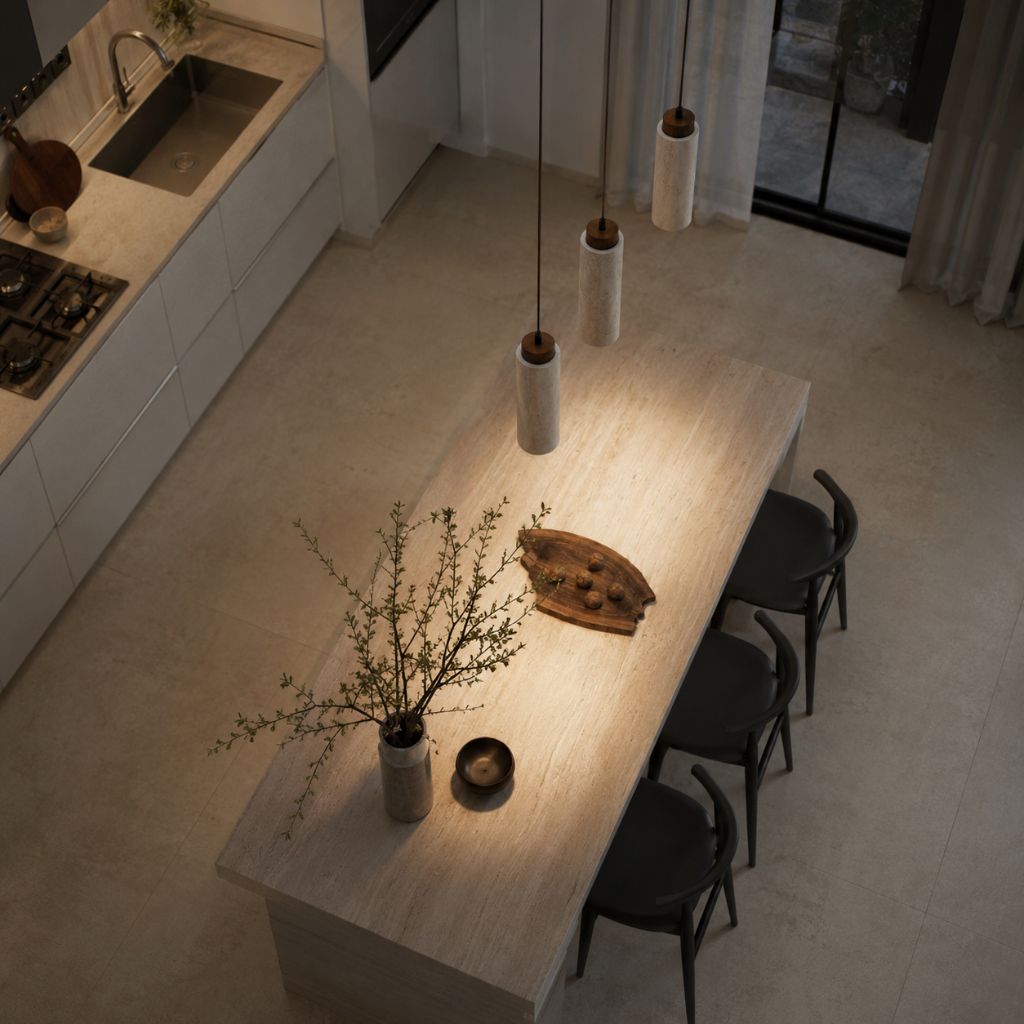 Natural Travertine Stone Pendant Light