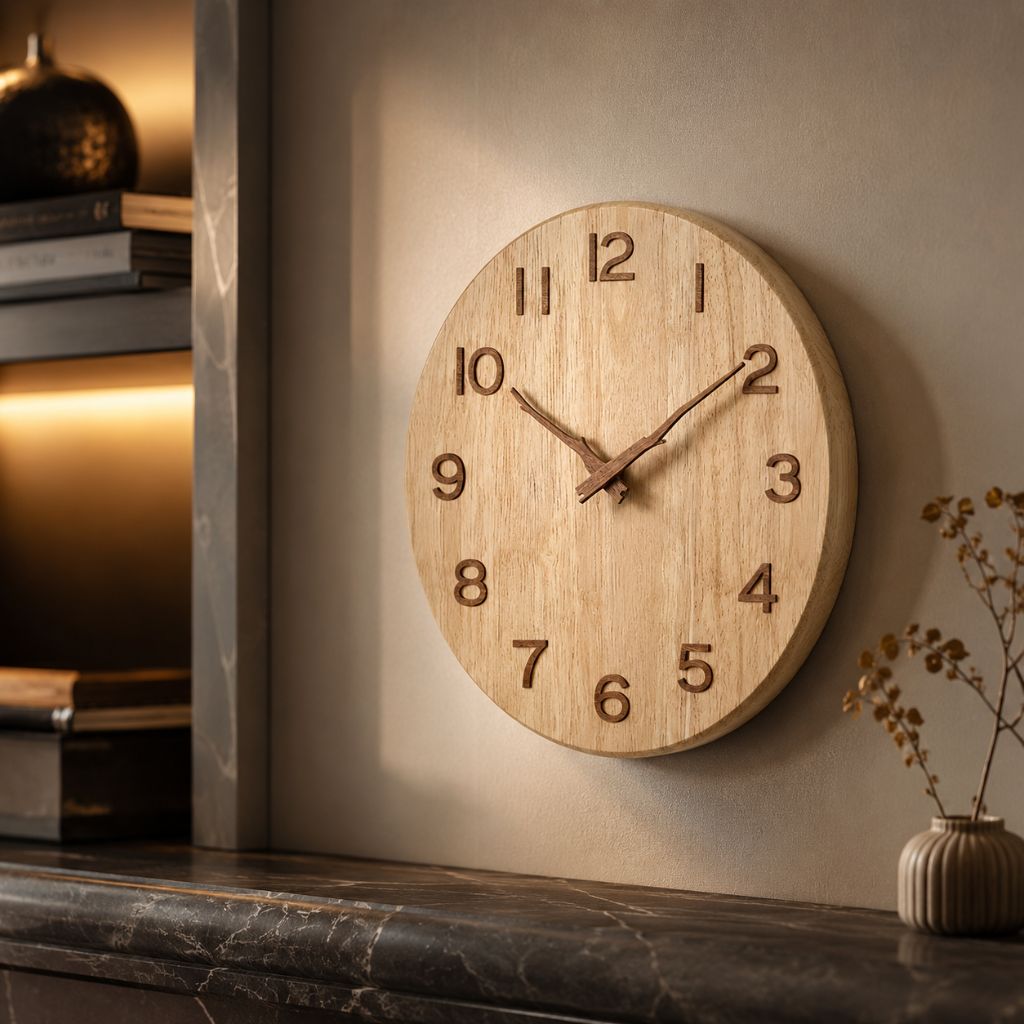NatureDial Rustic Nordic Silent Wooden Wall Clock