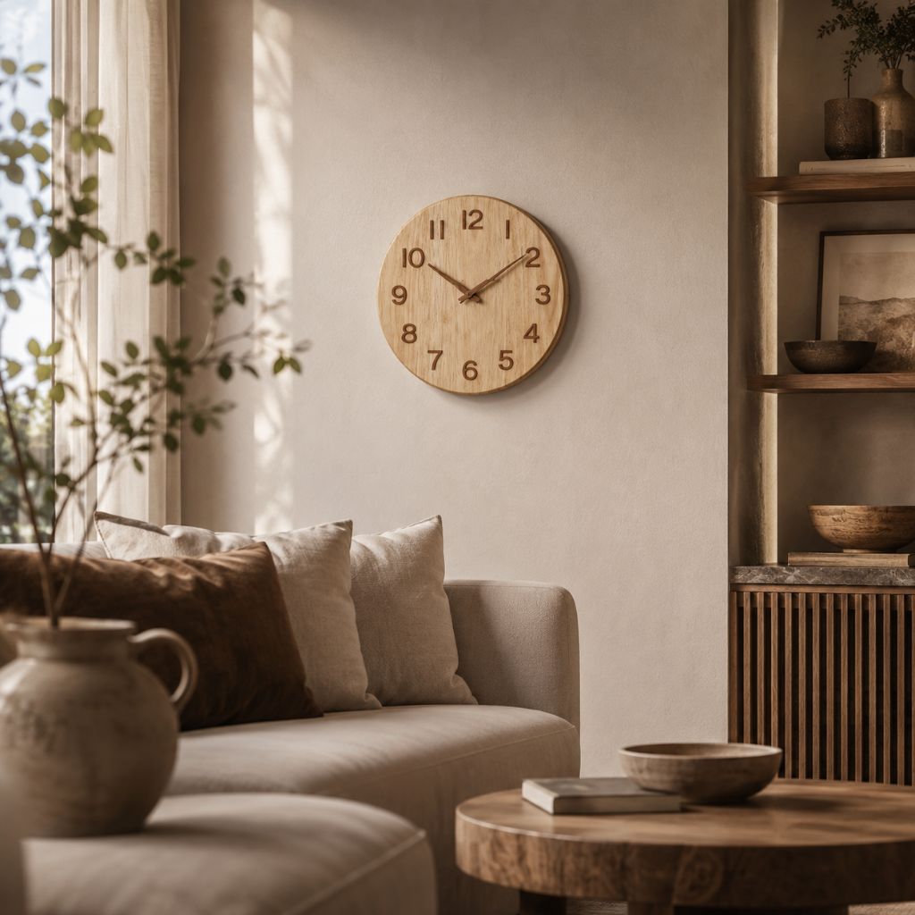 NatureDial Rustic Nordic Silent Wooden Wall Clock