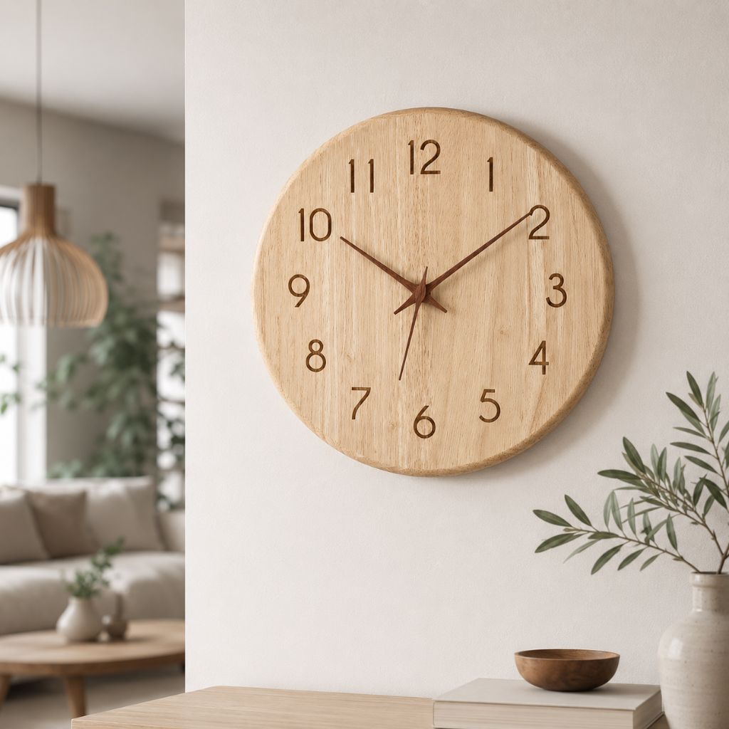 NatureDial Rustic Nordic Silent Wooden Wall Clock