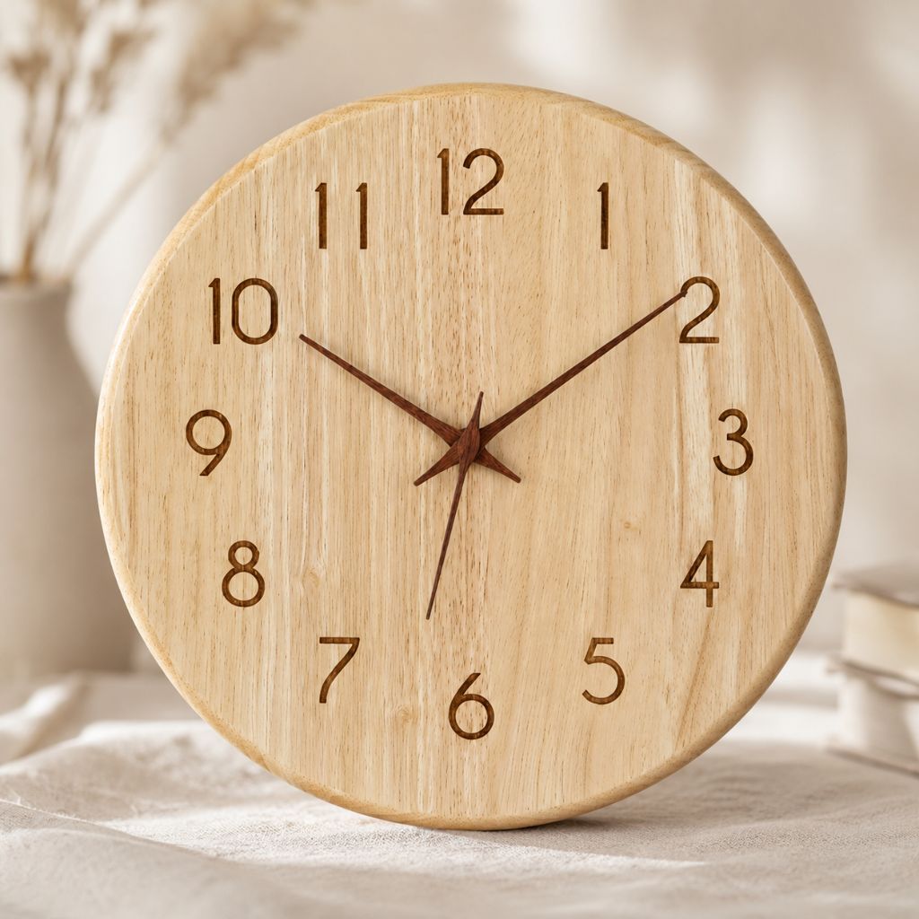 NatureDial Rustic Nordic Silent Wooden Wall Clock