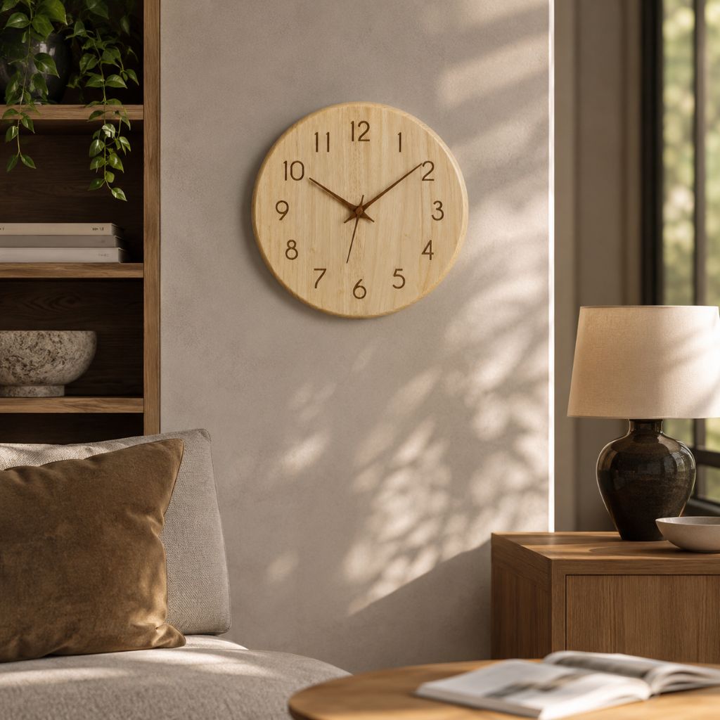 NatureDial Rustic Nordic Silent Wooden Wall Clock