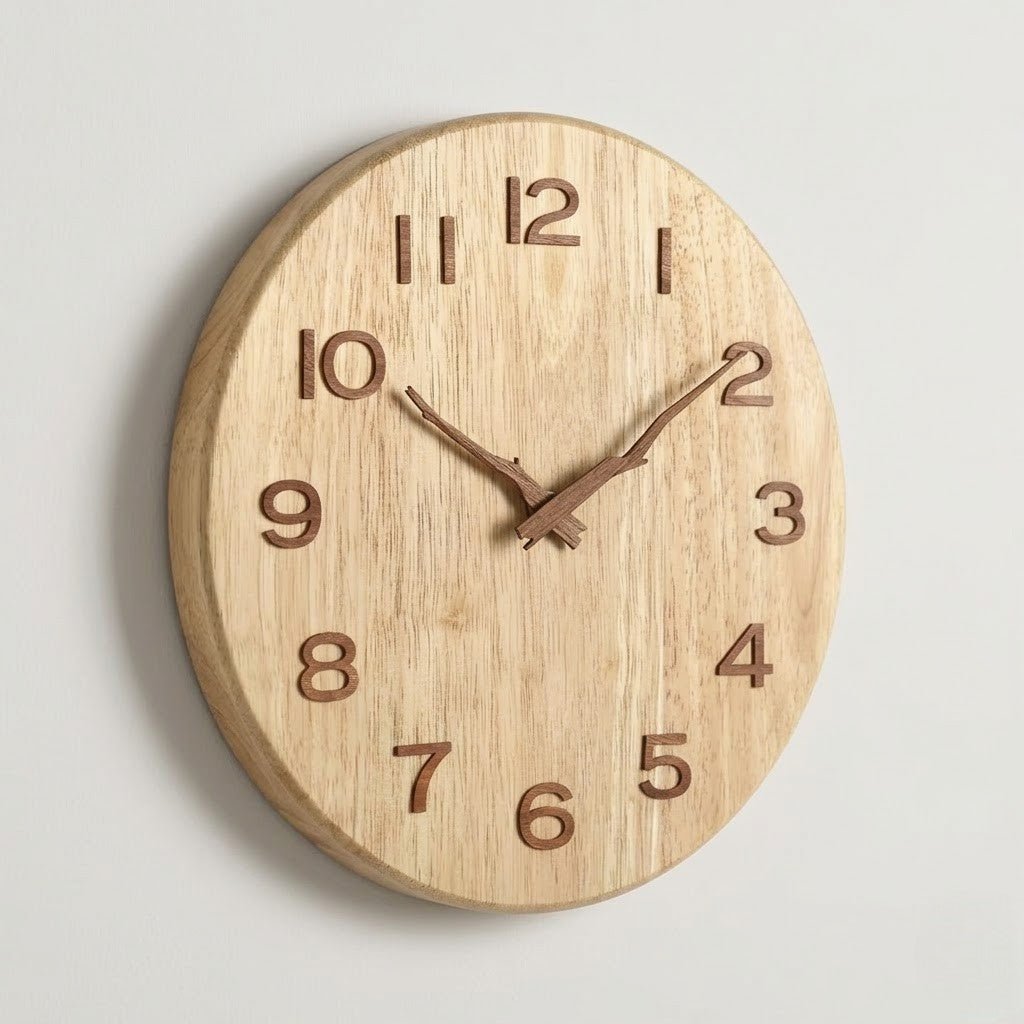 NatureDial Rustic Nordic Silent Wooden Wall Clock - Lattea Global