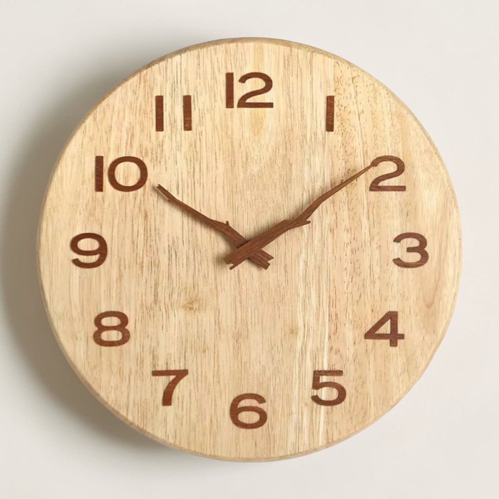 NatureDial Rustic Nordic Silent Wooden Wall Clock - Lattea Global