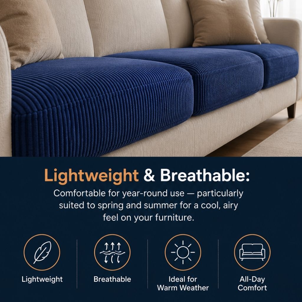 Navy Blue Pet Friendly Stretch Sofa Cover Washable Furniture Protector - Lattea Global