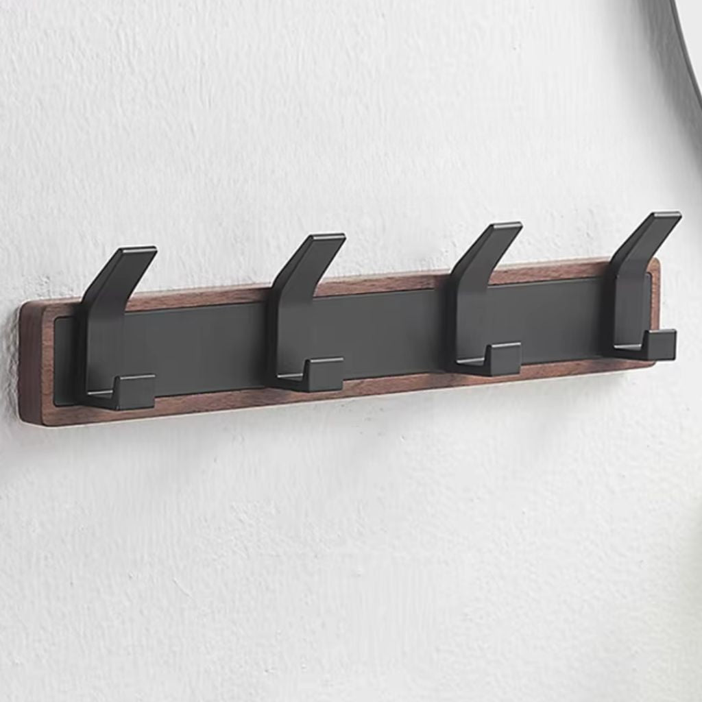 No Drill Wall Hook Rail Solid Wood Aluminium