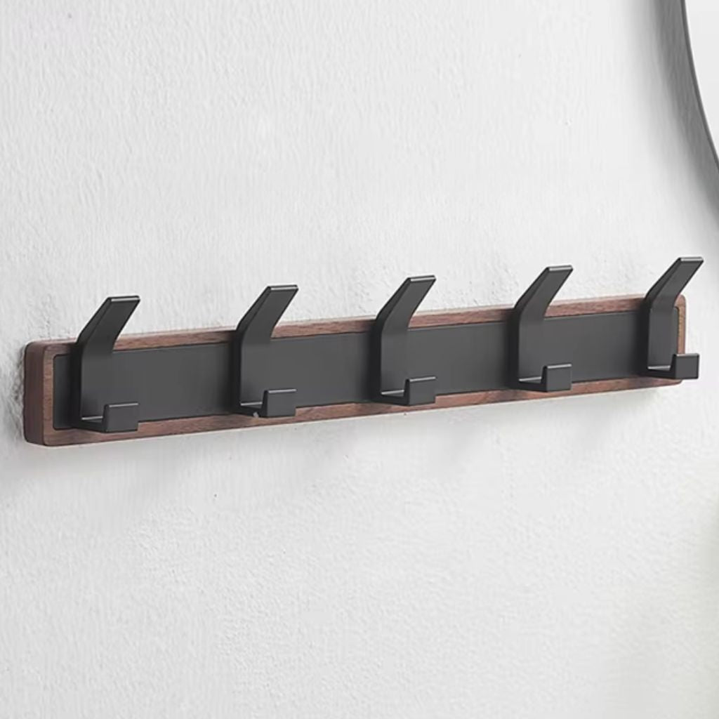 No Drill Wall Hook Rail Solid Wood Aluminium