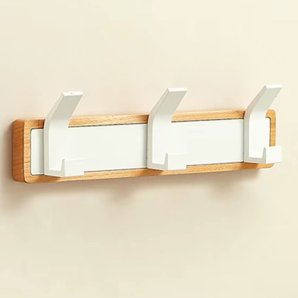 No Drill Wall Hook Rail Solid Wood Aluminium