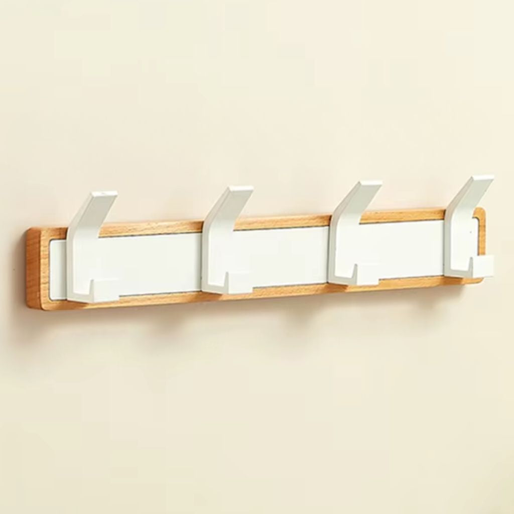 No Drill Wall Hook Rail Solid Wood Aluminium