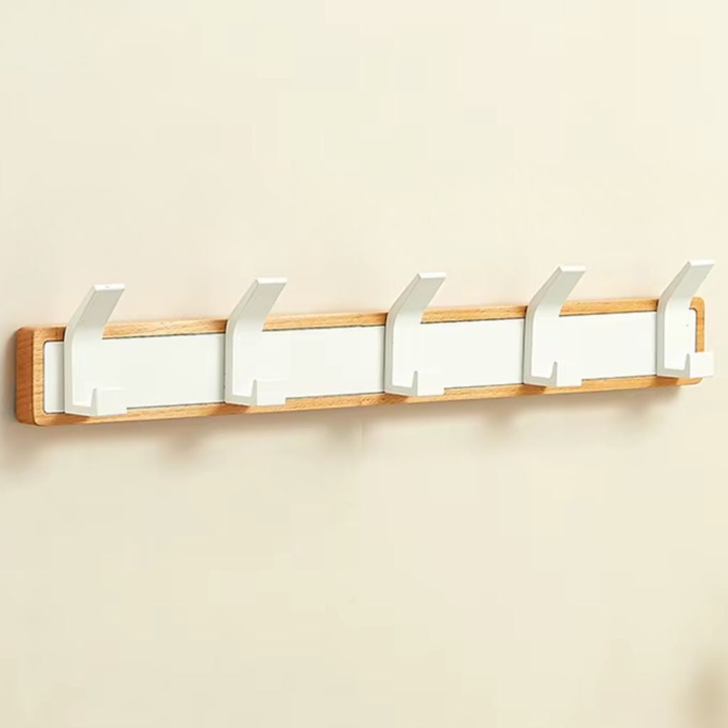 No Drill Wall Hook Rail Solid Wood Aluminium