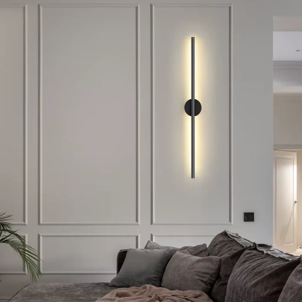 Nordic black linear led wall sconce slim design – view 4