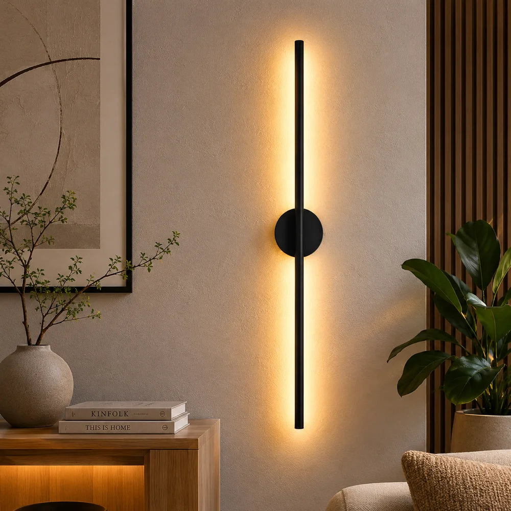 Nordic black linear led wall sconce slim design – view 8