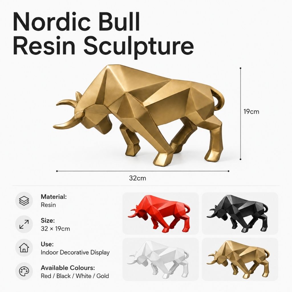 Nordic Bull Resin Sculpture