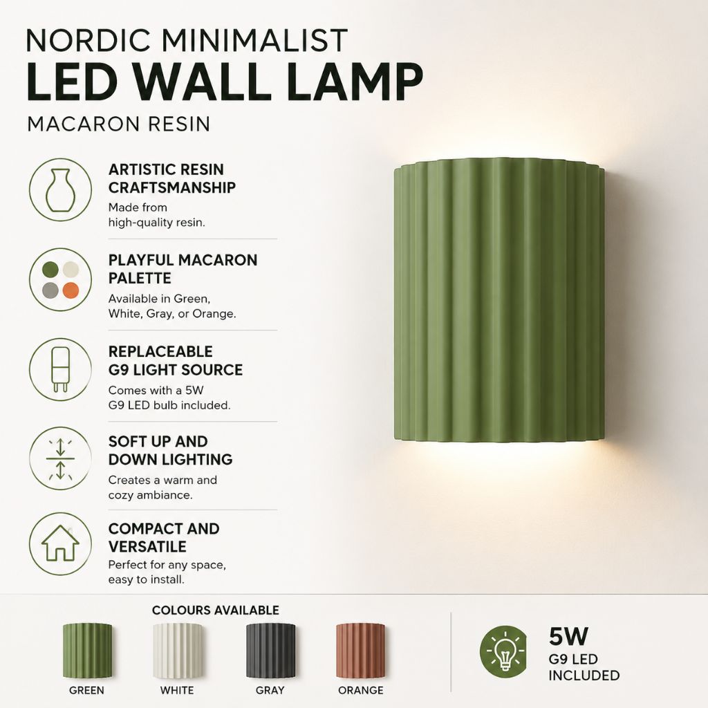 Nordic Minimalist LED Wall Lamp - Macaron Resin