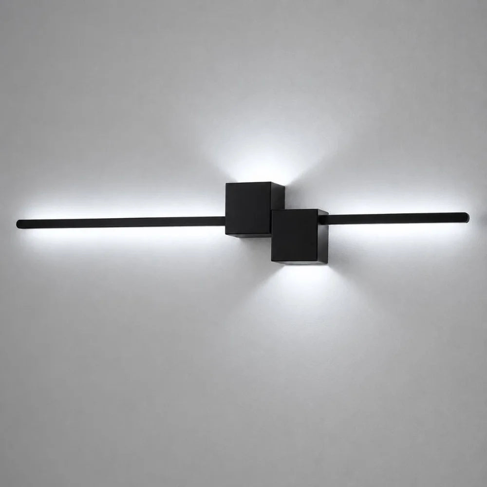 Nordic minimalist led wall sconce aluminium black art design - view 6