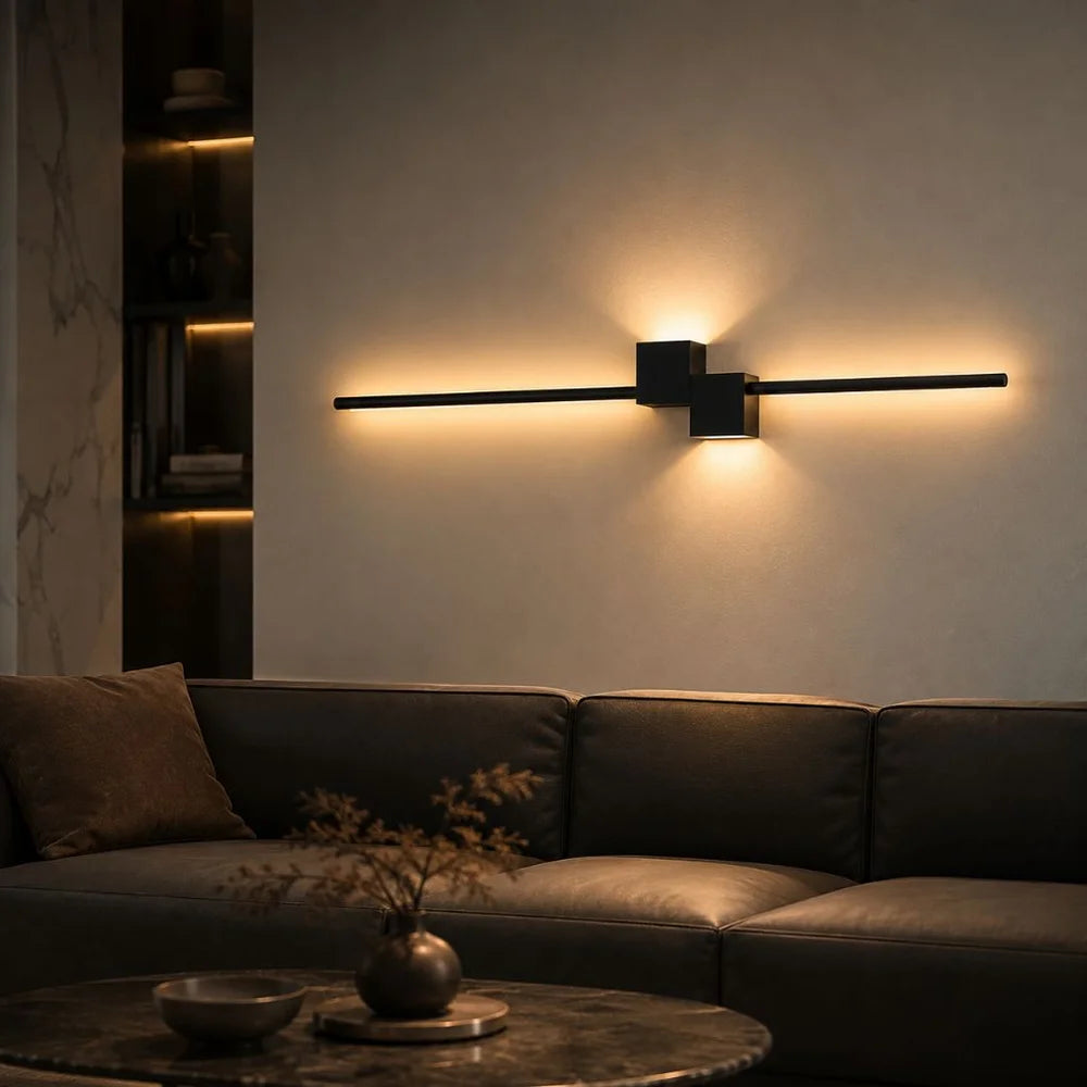 Nordic minimalist led wall sconce aluminium black art design - view 8