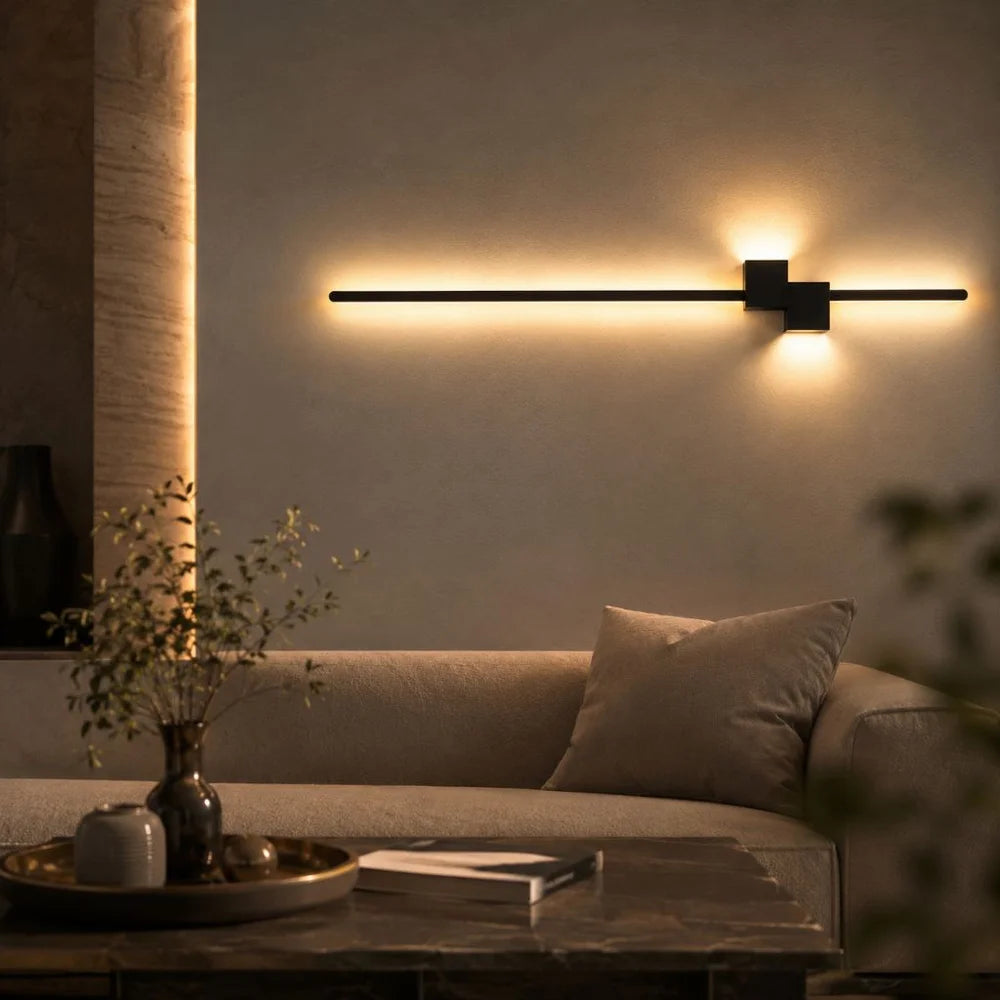 Nordic minimalist led wall sconce aluminium black art design - view 13