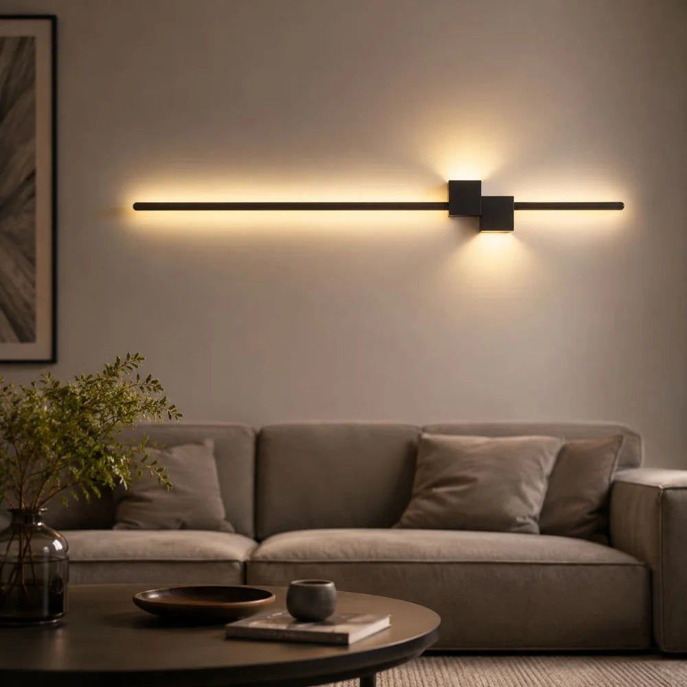 Nordic minimalist led wall sconce aluminium black art design - view 15