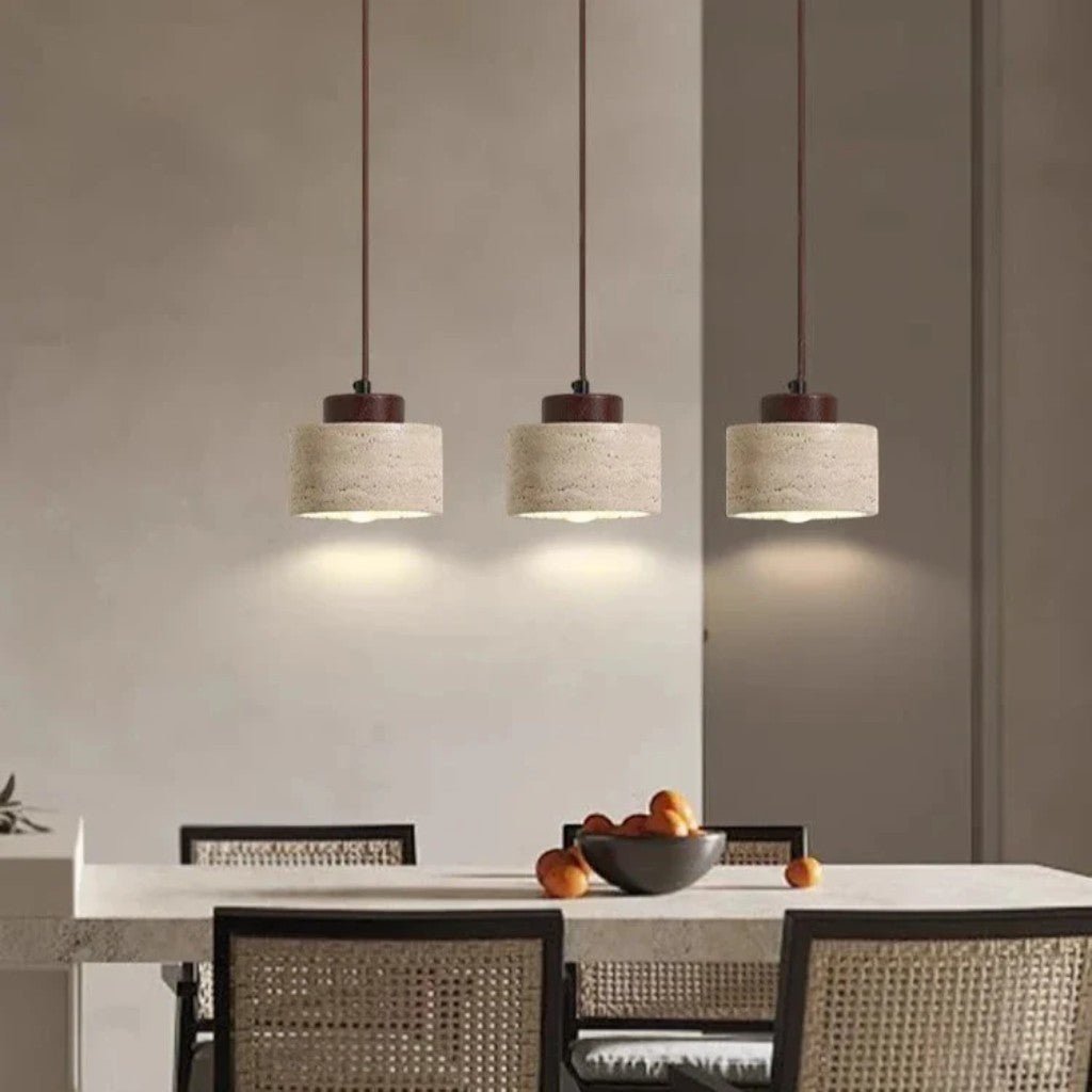 Nordic Travertine & Wood Pendant Light