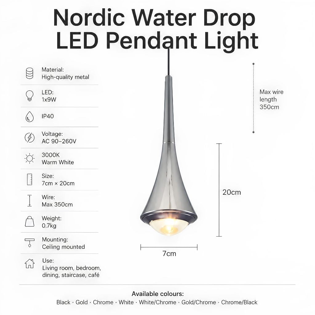 Nordic Water Drop LED Pendant Light