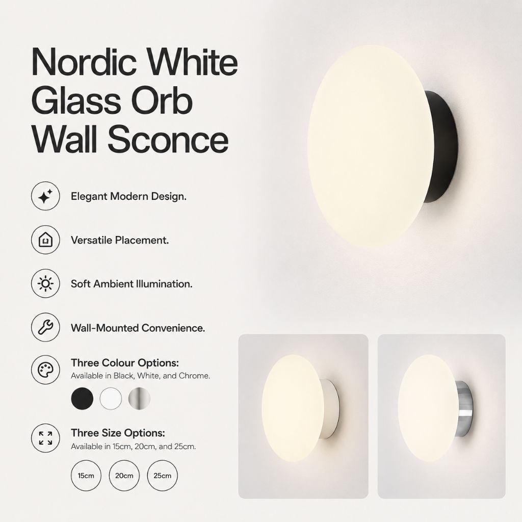 Nordic White Glass Orb Wall Sconce