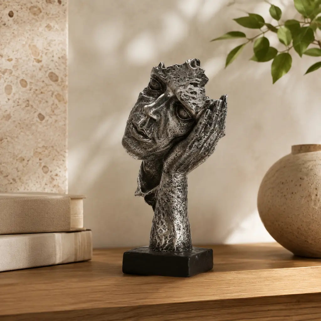 Odin's Faces Listener sculpture in a premium modern interior