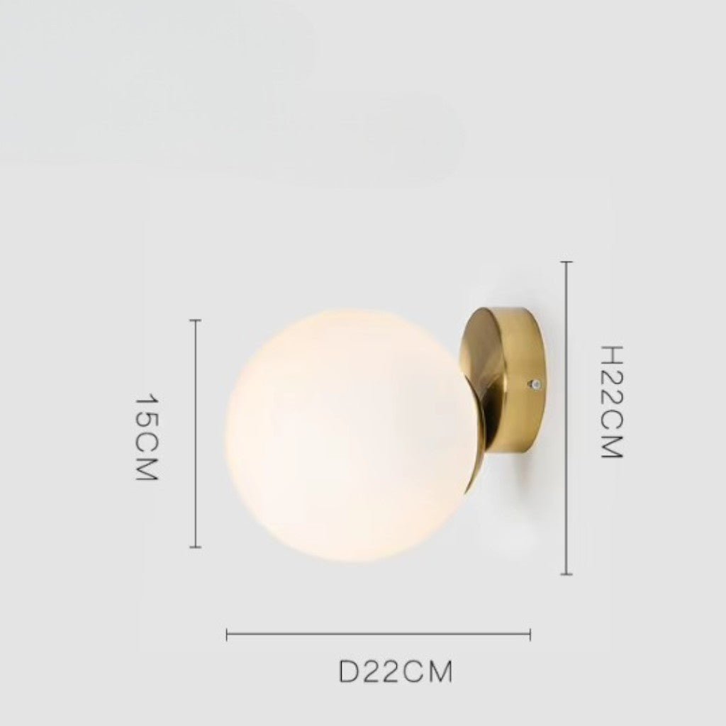 Olo Sphere Bedside Wall Lamp in Gold Finish - Lattea Global